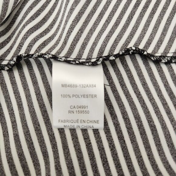 Madison d'Amelie Top Womens Small Black Stripe Pleated Sleeve Blouse Buttons - Picture 6 of 12